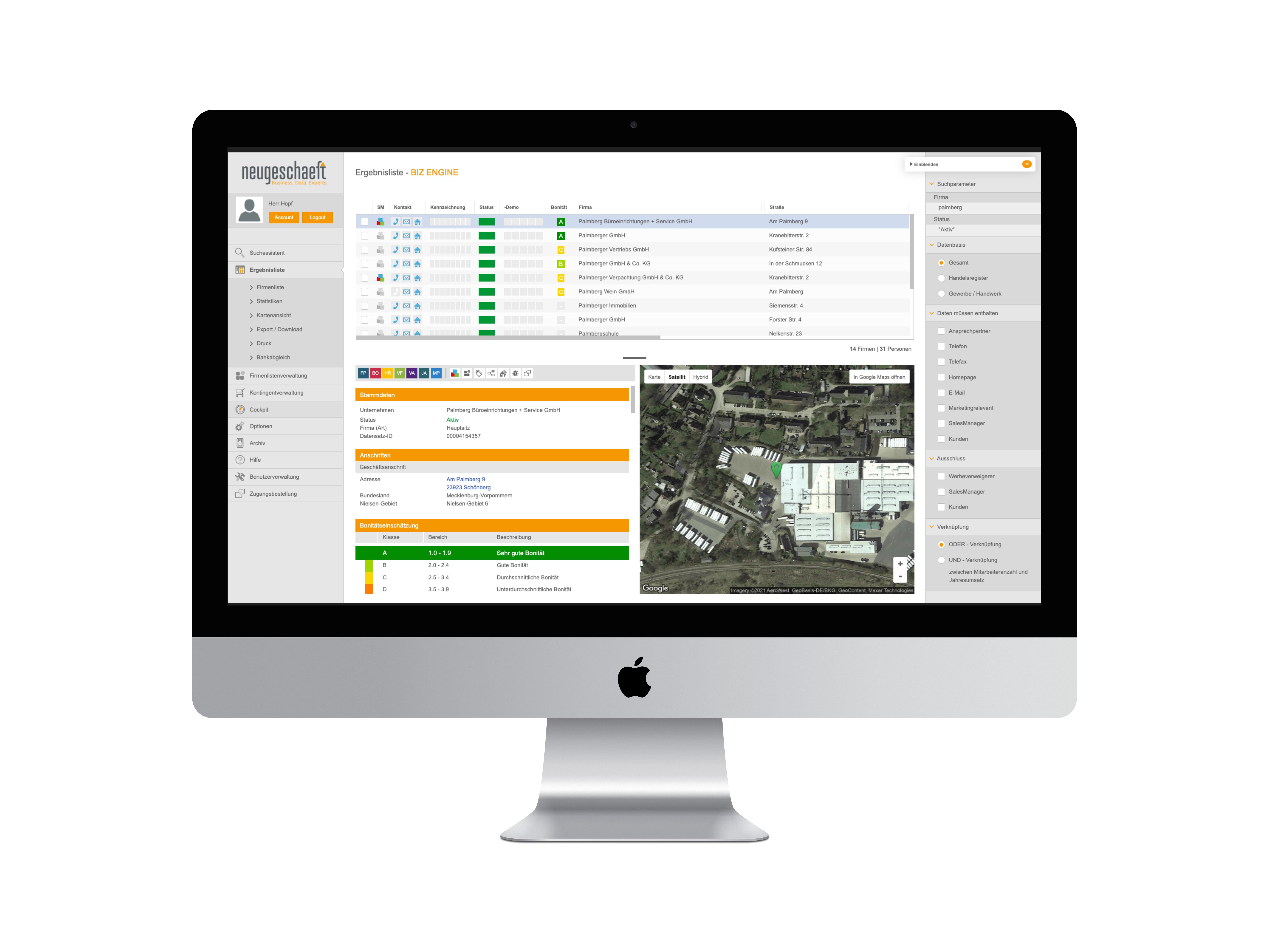 Screenshot zu Leads generieren mit der Biz Engine